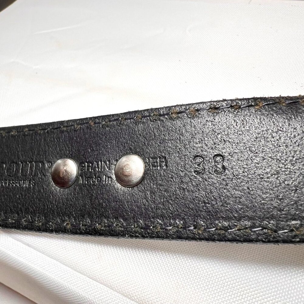 RGA Four By Danbury Asso.-Men's Golf Black Leather Belt-Silver Buckle-Casual - Picture 10 of 15
